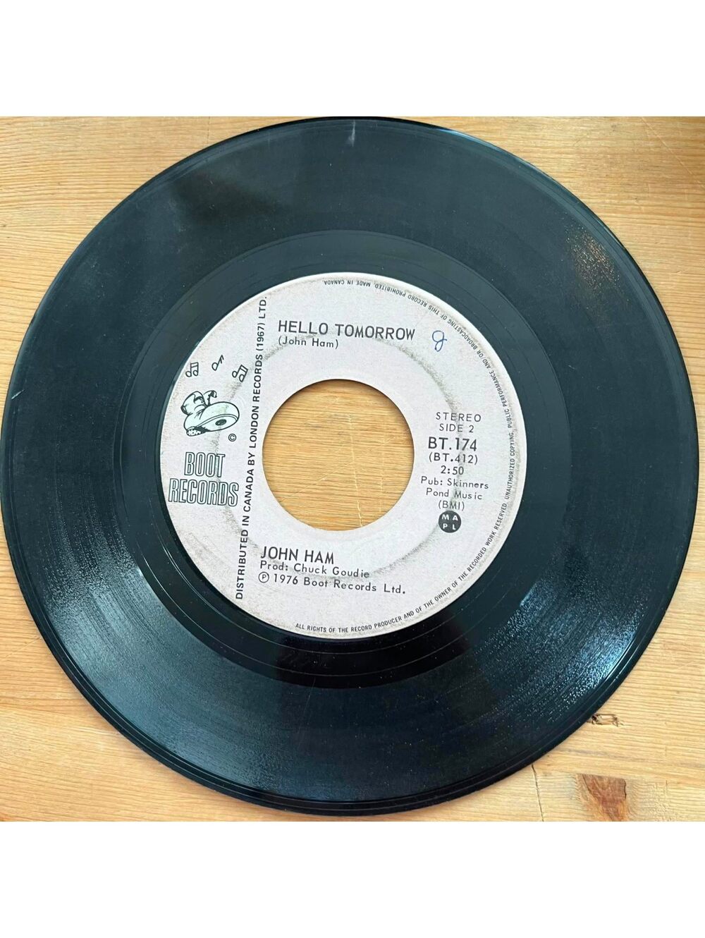 John Ham - Hello Tomorrow/Don't let it all Come Down on Me 45rpm VG+ R08